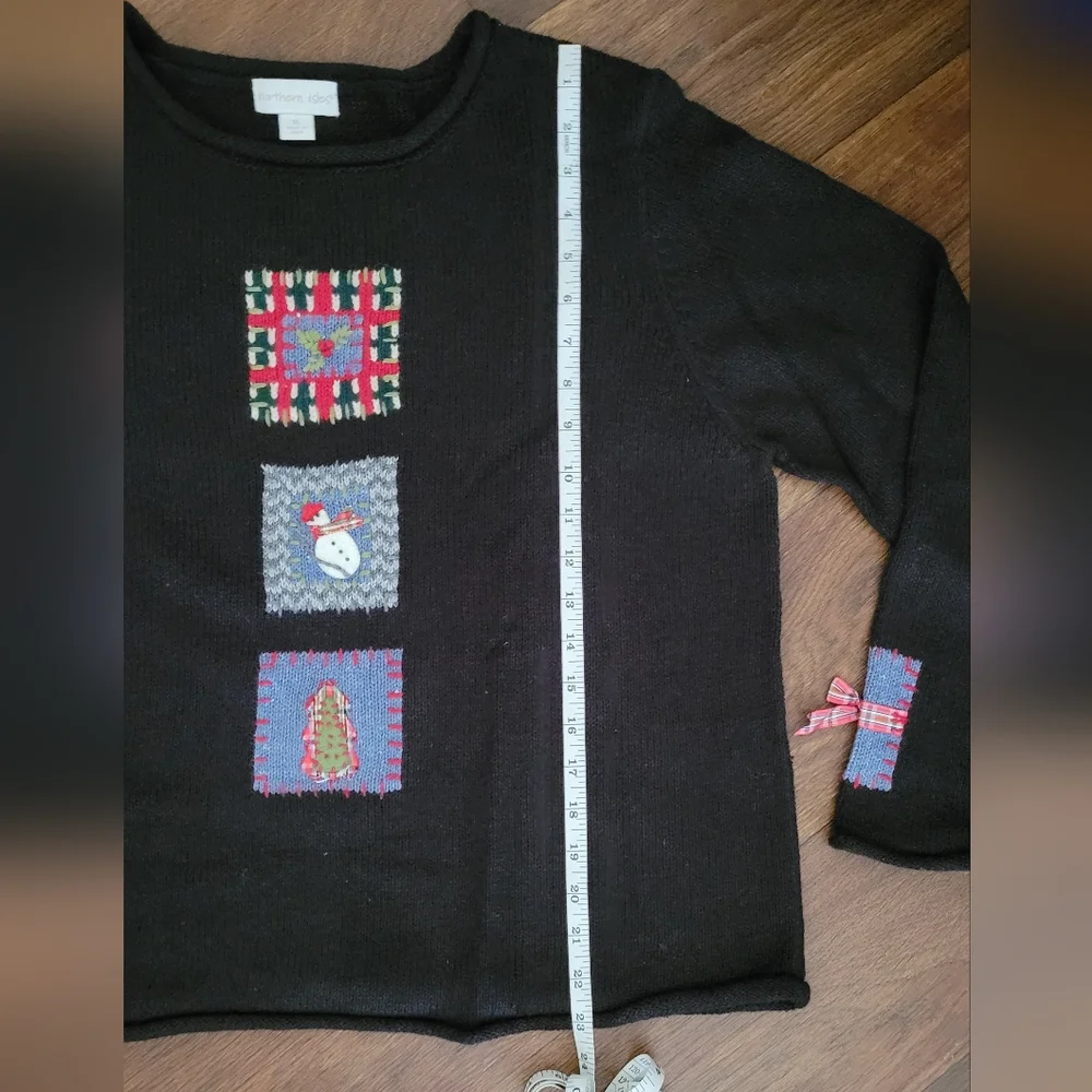 Vtg Northern Isles Ramie Blend Rolled Hem Pullover Christmas Sweater, Women's XL - Picture 10 of 12